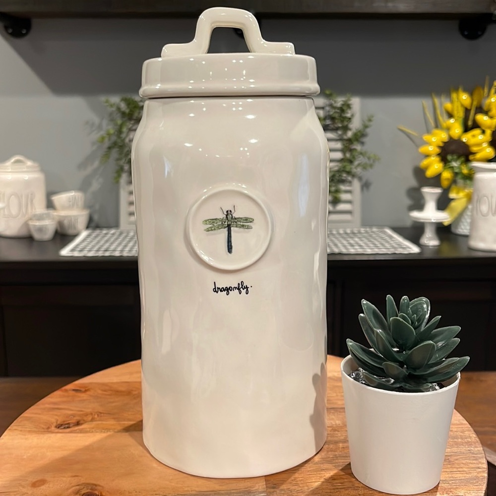 M Stamped Rae Dunn Tall Dragonfly Canister